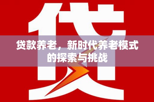 新埔贷款养老，新时代养老模式的探索与挑战