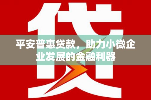 七里河平安普惠贷款，助力小微企业发展的金融利器